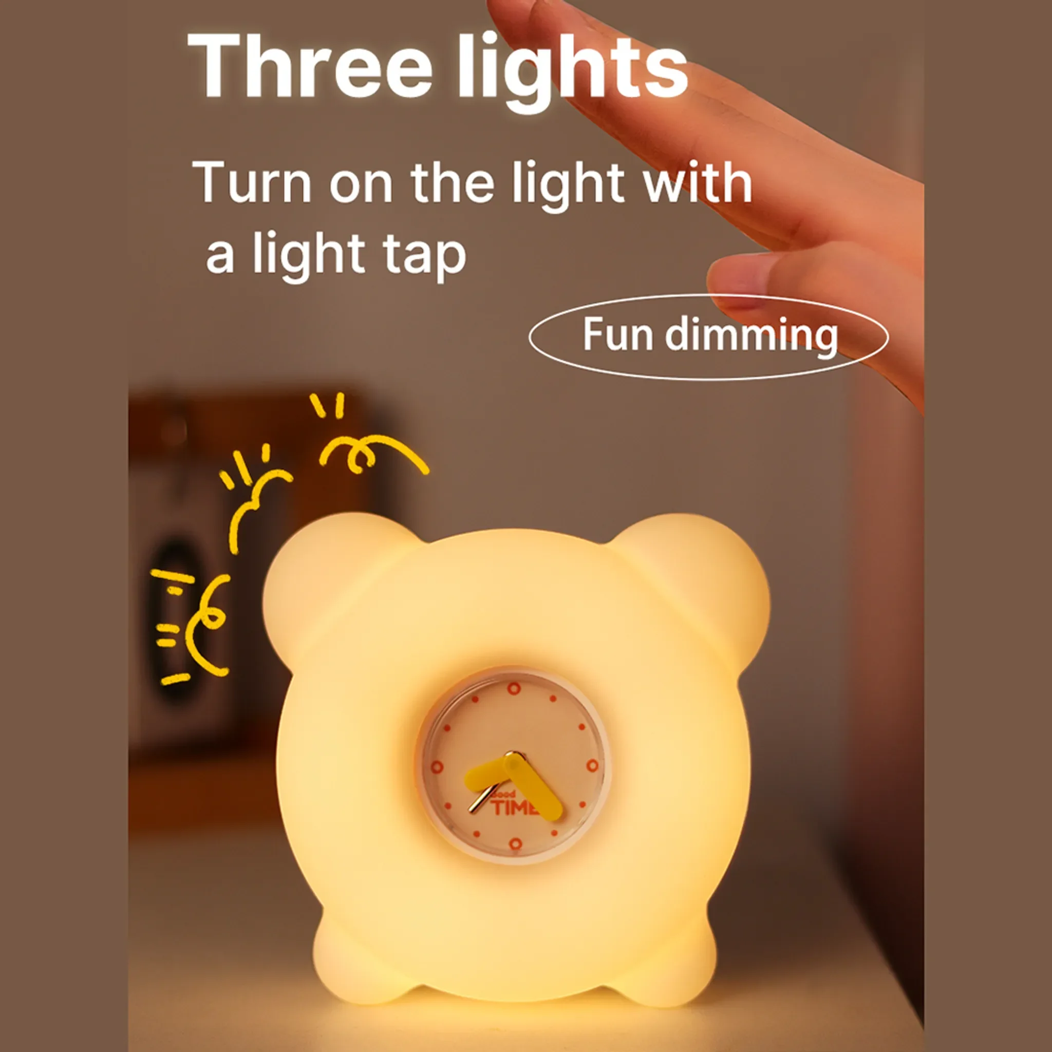 Nachtlicht & Kinderwecker – Tragbare USB-Wiederaufladbare Lampe mit Touch-Umgebungslicht